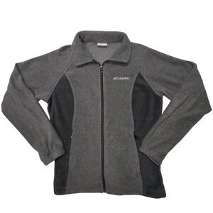 Columbia Gray Full Zip Fleece Jacket Women's Medium Softshell Panels